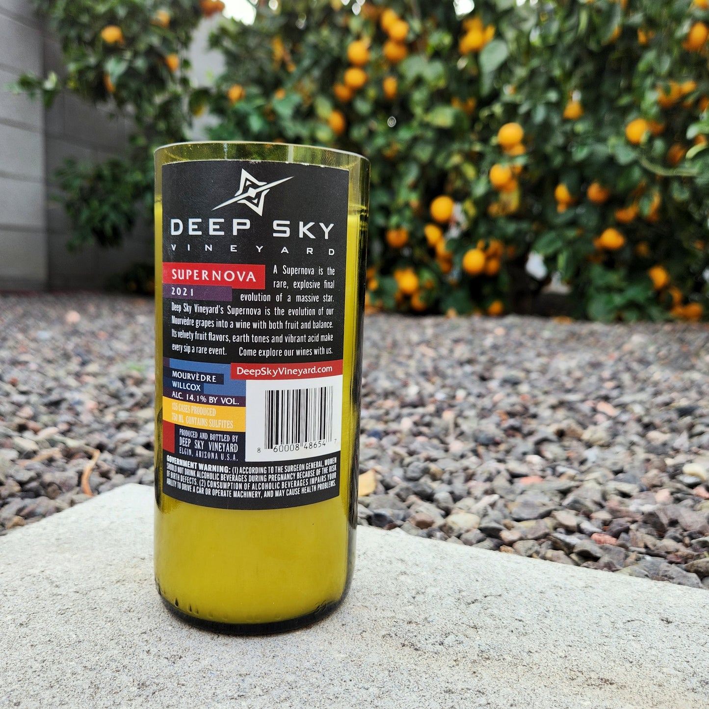 Southwest Wine Bottle Candle | Deep Sky Vineyard Bottle | Orange Grove or Custom Scent