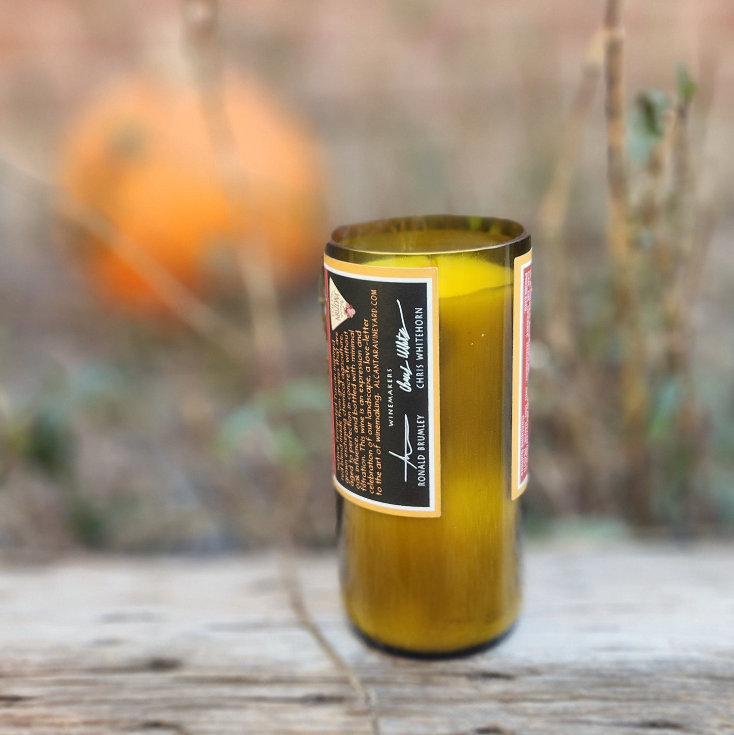 Arizona Wine Bottle Candle | Fall Vibes Label & Wooden Wick | Pumpkin Spice Scent