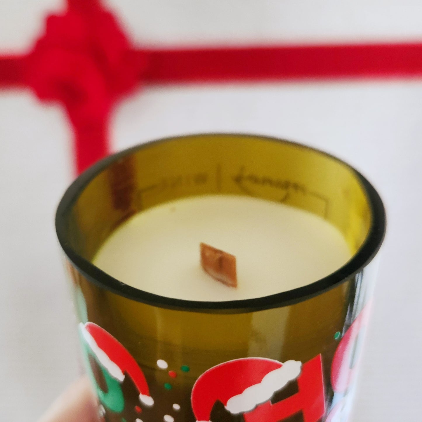 Upcycled Half-Size Wine Bottle Candle | Wooden Wick & Festive Design | Fir Tree Scent