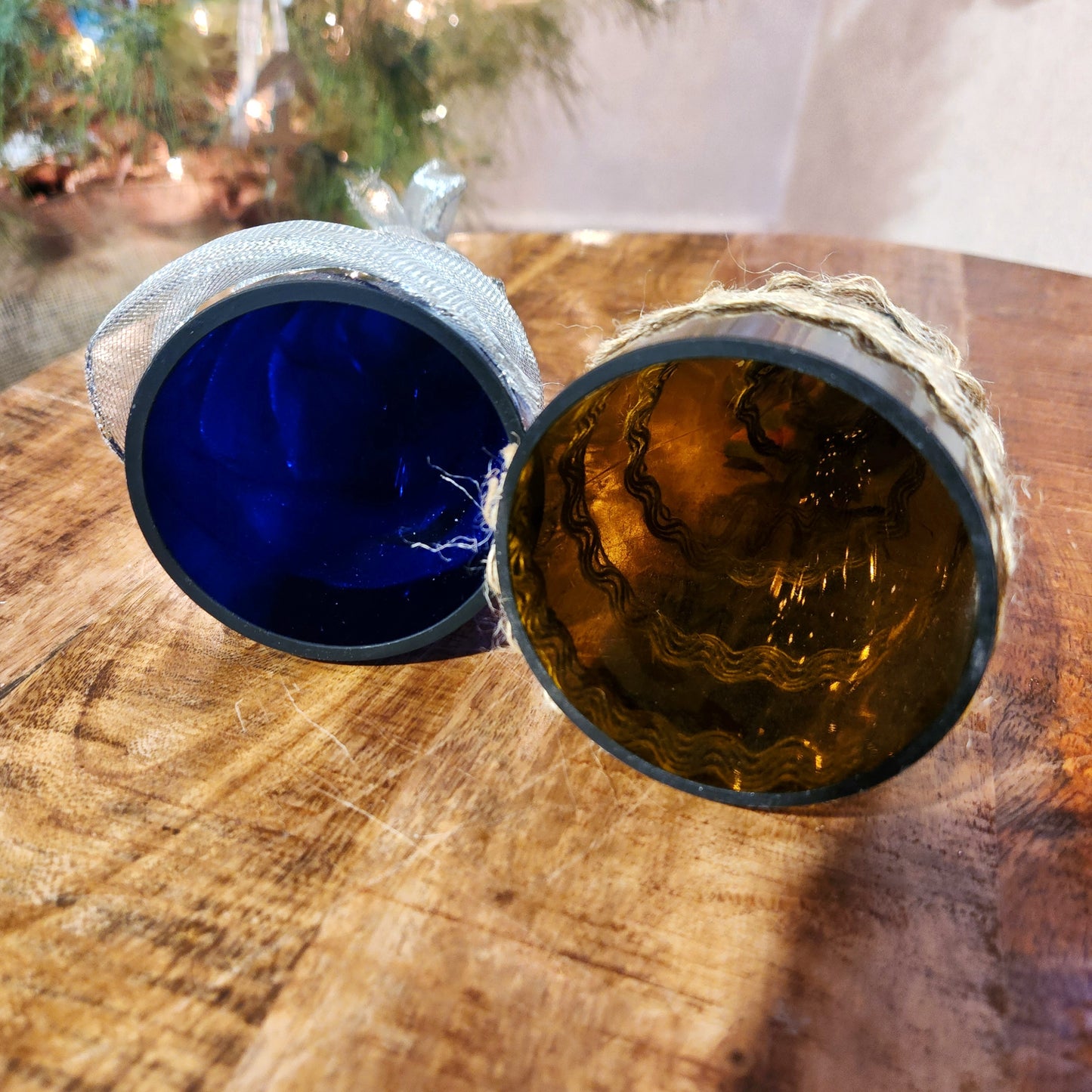 Recycled Wine Bottle Holiday Tree Decor | Sustainable Centerpiece