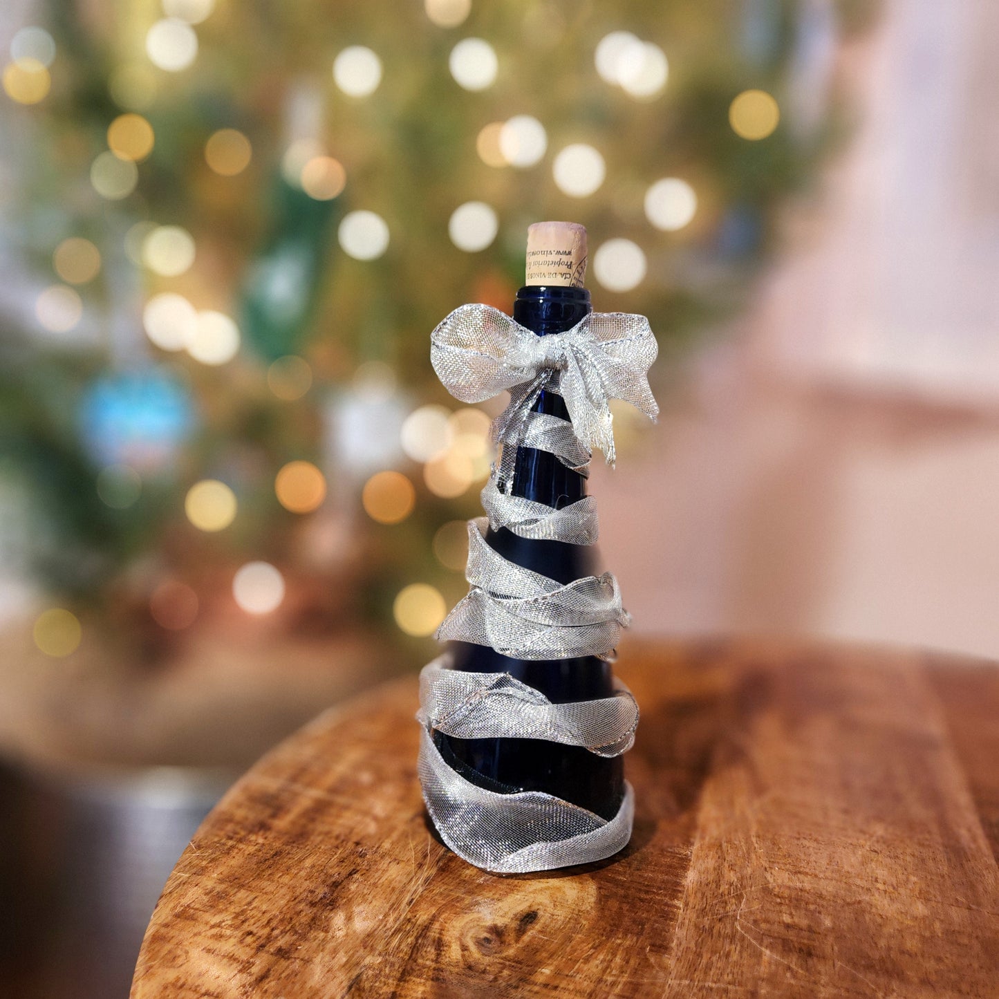 Recycled Wine Bottle Holiday Tree Decor | Sustainable Centerpiece
