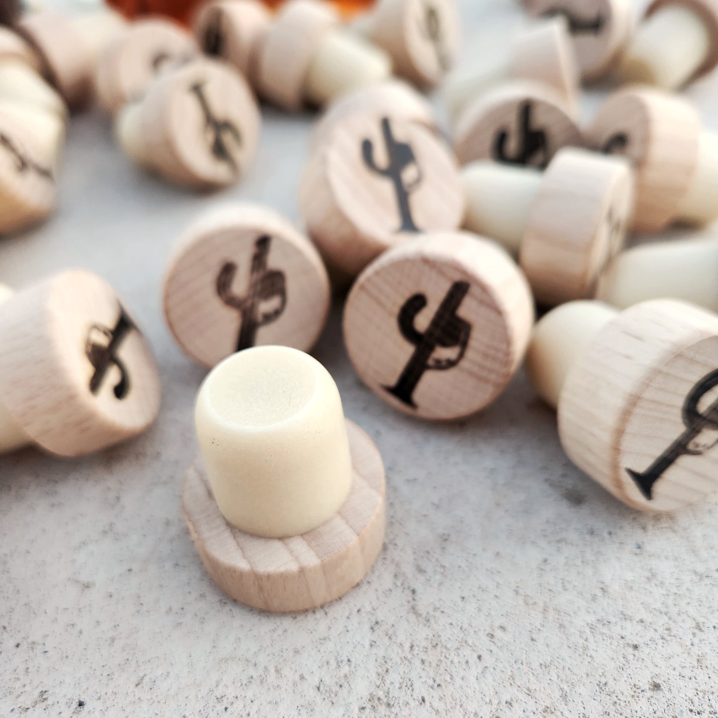 Hand-Branded Wooden Bottle Stopper | Cactus Vine Logo | Wine Saver