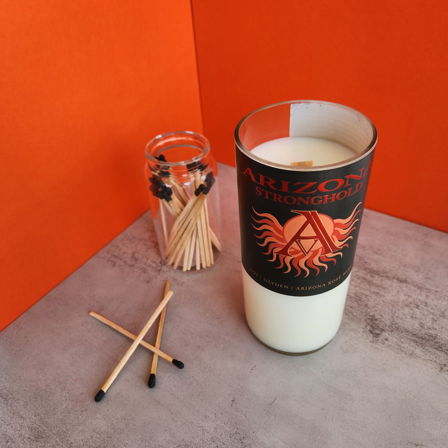 "Strawberry Wine" Scented Candle in an Up-Cycled "Arizona Stronghold" Wine Bottle