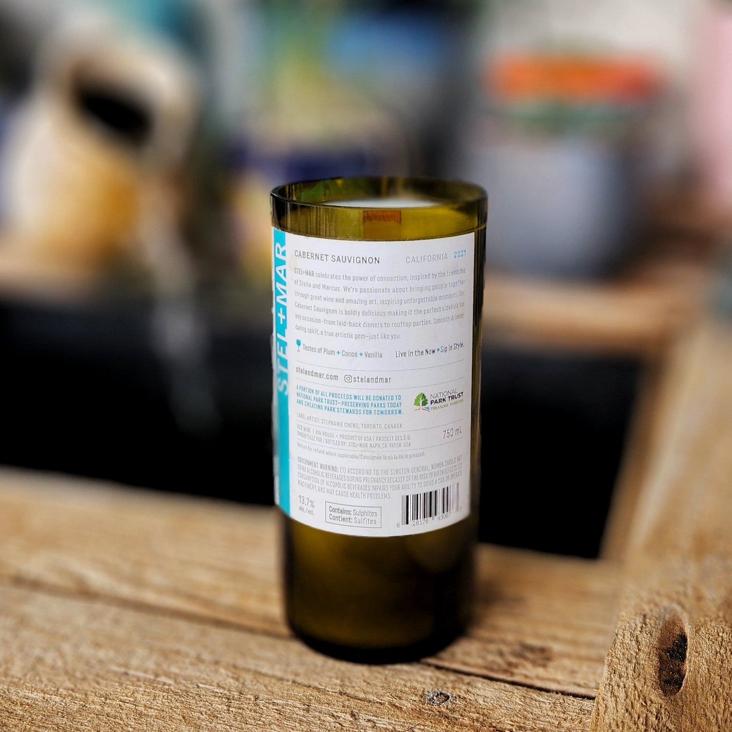 Ocean Scene Wine Bottle Candle | Recycled Glass with Coastal Vibe | Grand Blue Scent