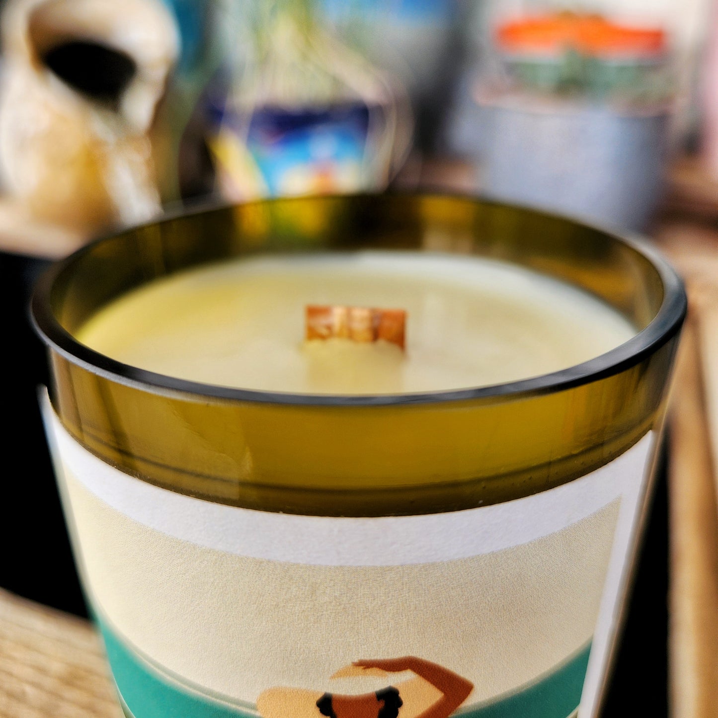 Ocean Scene Wine Bottle Candle | Recycled Glass with Coastal Vibe | Grand Blue Scent