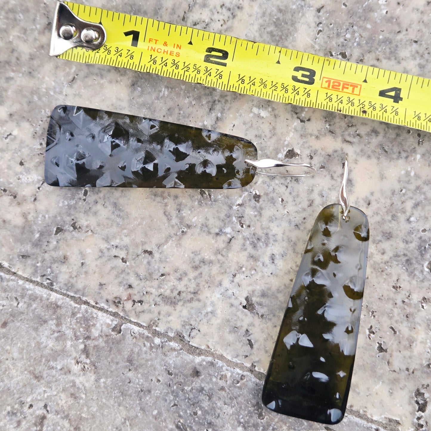 Studded Glass Earrings | Reclaimed Prosecco Bottles | Sterling Silver