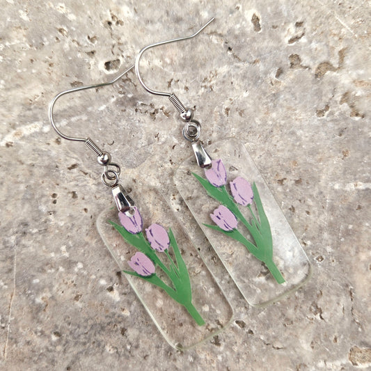 Tulip Glass Earrings | Reclaimed Milk Bottle