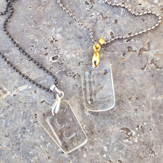 Letter E Necklace | Recycled Whiskey Bottle Glass Pendant
