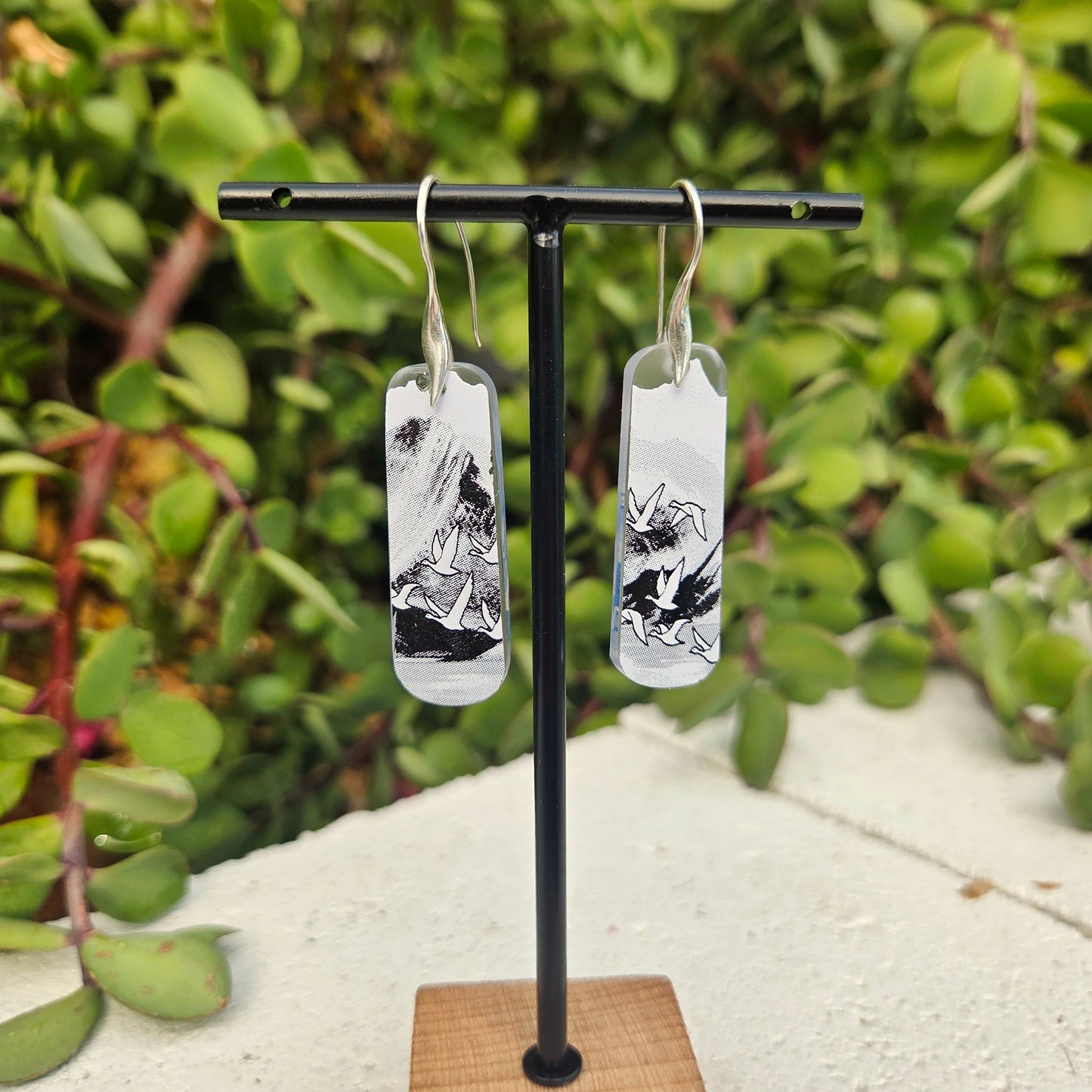 Goose Vodka Bottle Glass Earrings | Reclaimed Glass | Sterling Silver