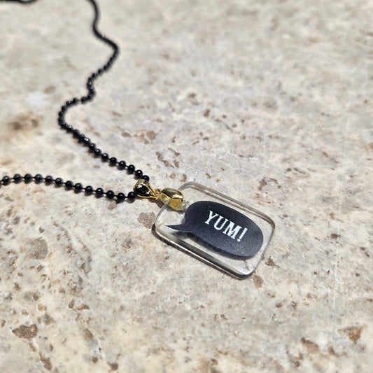 "Yum!" Glass Necklace | Reclaimed Milk Bottle Jewelry | Choose Your Chain