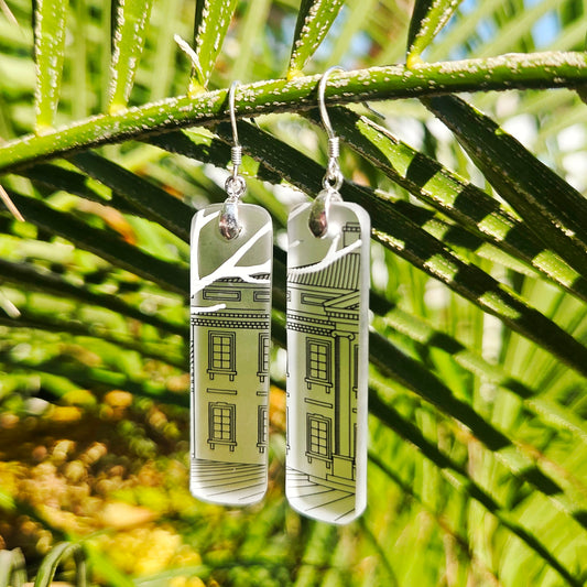 Vodka Bottle House Glass Earrings | Reclaimed Glass Jewelry