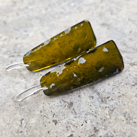 Studded Glass Earrings | Reclaimed Prosecco Bottles | Sterling Silver