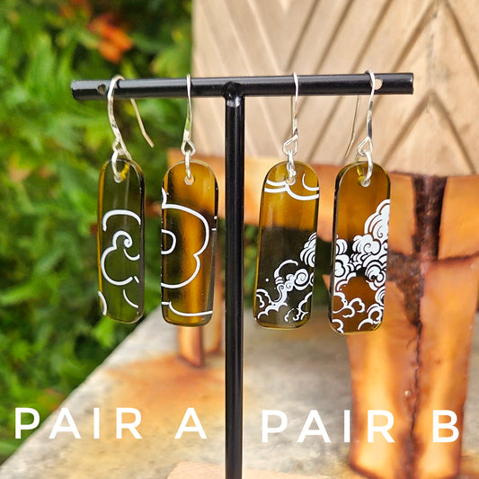 Small Cloud Wine Bottle Earrings | Sterling Silver Findings