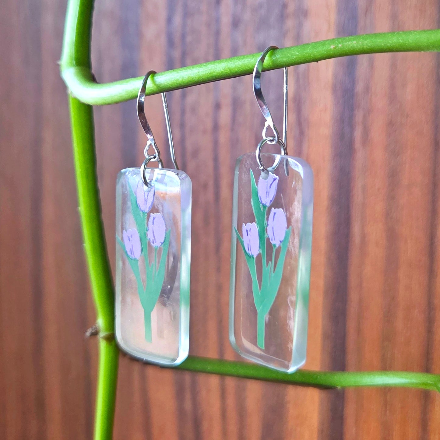 Tulip Earrings | Reclaimed Glass | Sterling Silver