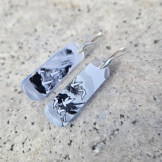 Goose Vodka Bottle Glass Earrings | Reclaimed Glass | Sterling Silver