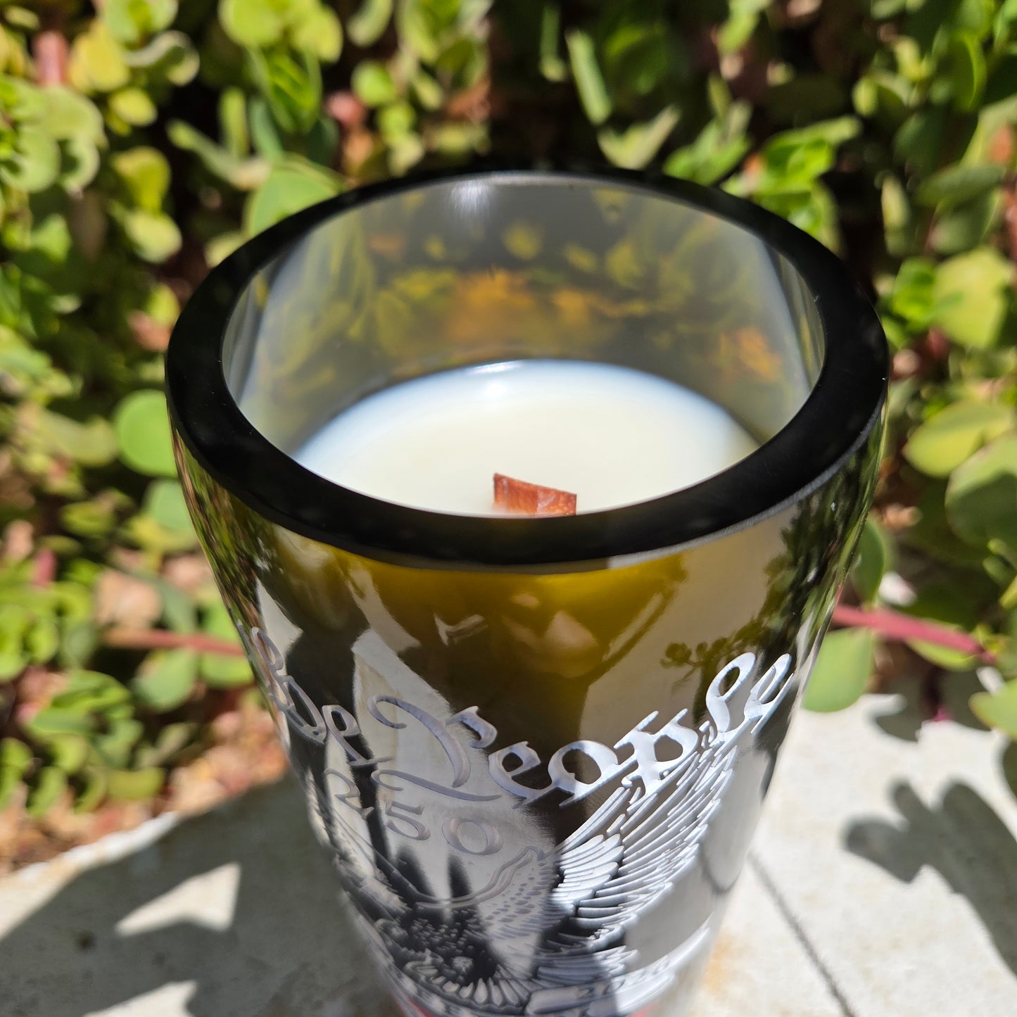 USA 250 Etched Wine Bottle Candle