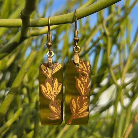 Laurel Wreath Glass Earrings | Reclaimed Wine Bottle Jewelry