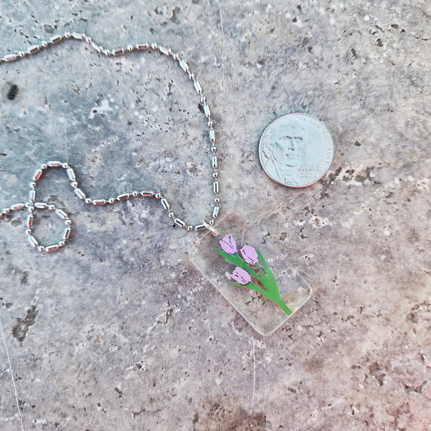 Tulip Glass Necklace | Reclaimed Milk Bottle Jewelry | Choose Your Chain
