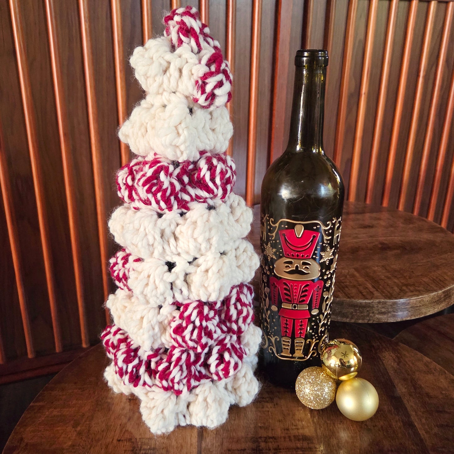 Christmas Tree Bottle Cover | Hand Crocheted | Festive & Reusable