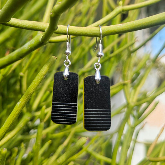 Black Geometric Glass Earrings | Reclaimed Wine Bottle Jewelry