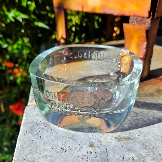 Whiskey Bottle Glass Trinket Tray | Recycled Bottle Catchall Dish