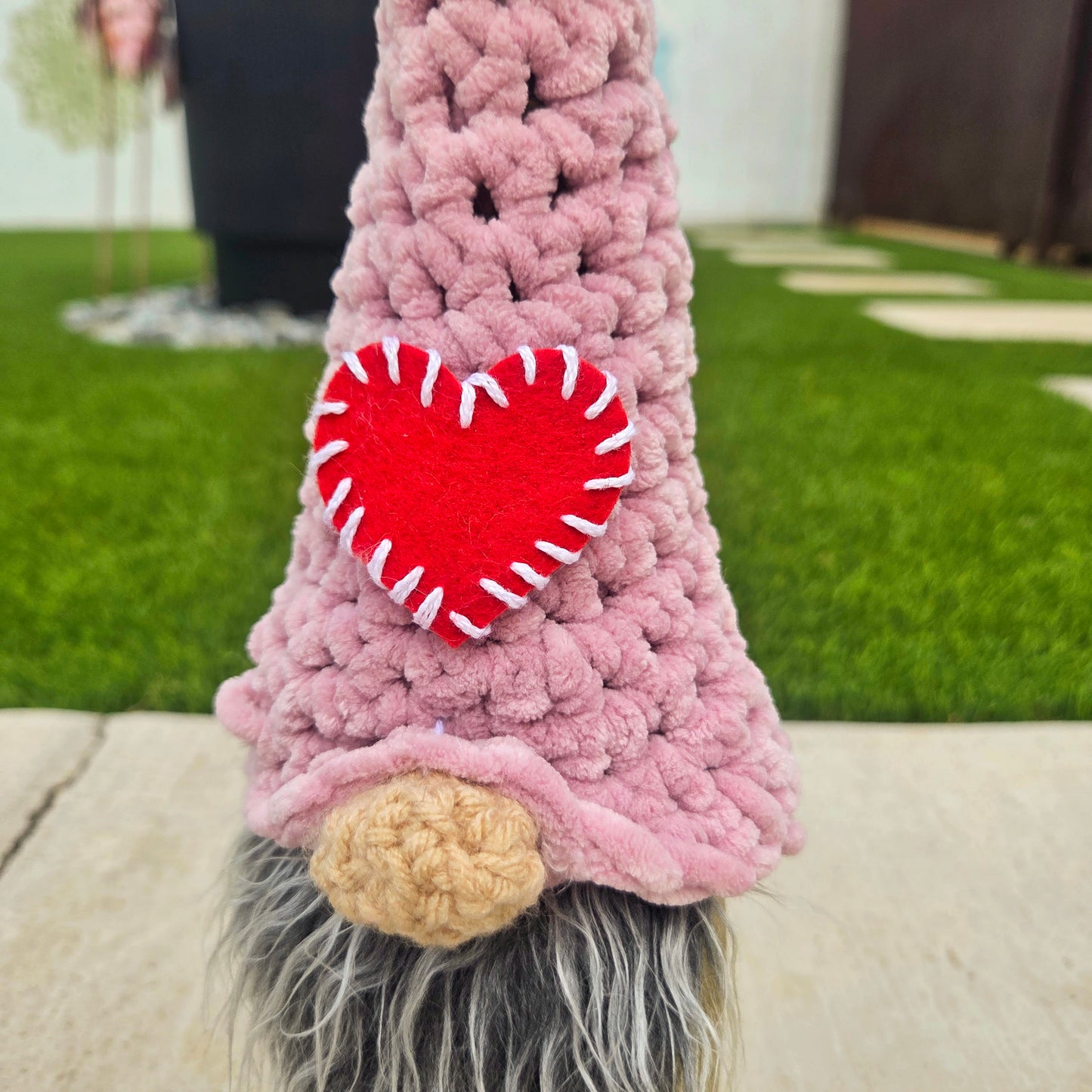 Valentine Gnome Wine Bottle Cover | Pink & Red Heart