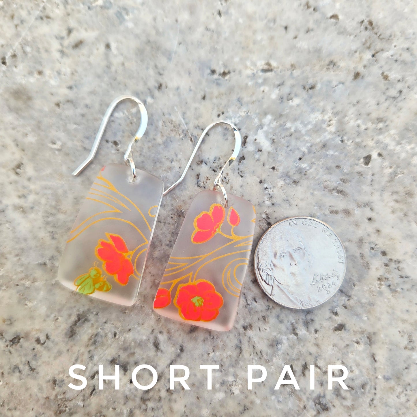 Abstract Floral Glass Earrings | Reclaimed Wine Bottles