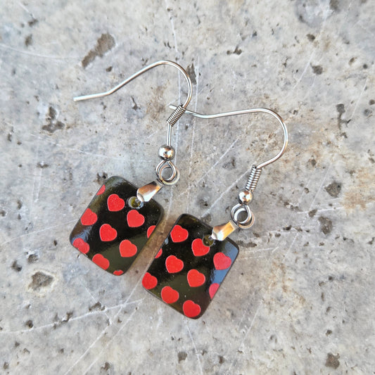 Decorative Heart Wine Bottle Earrings | Reclaimed Glass
