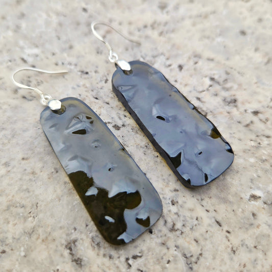 Small Studded Glass Earrings | Reclaimed Prosecco Bottles | Sterling Silver