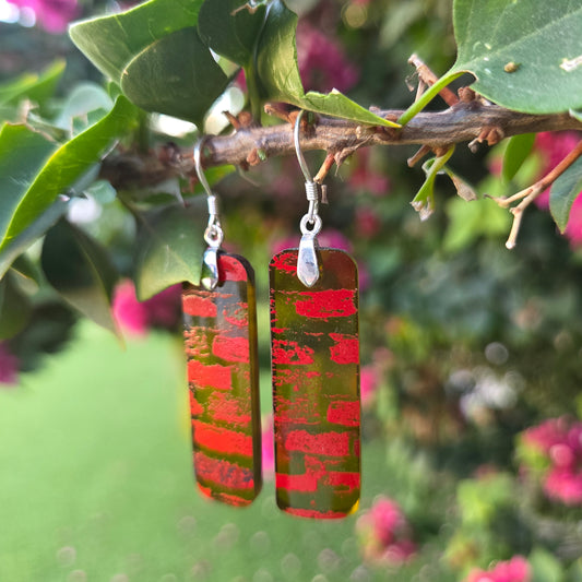 Brick Glass Wine Bottle Earrings | Reclaimed Glass