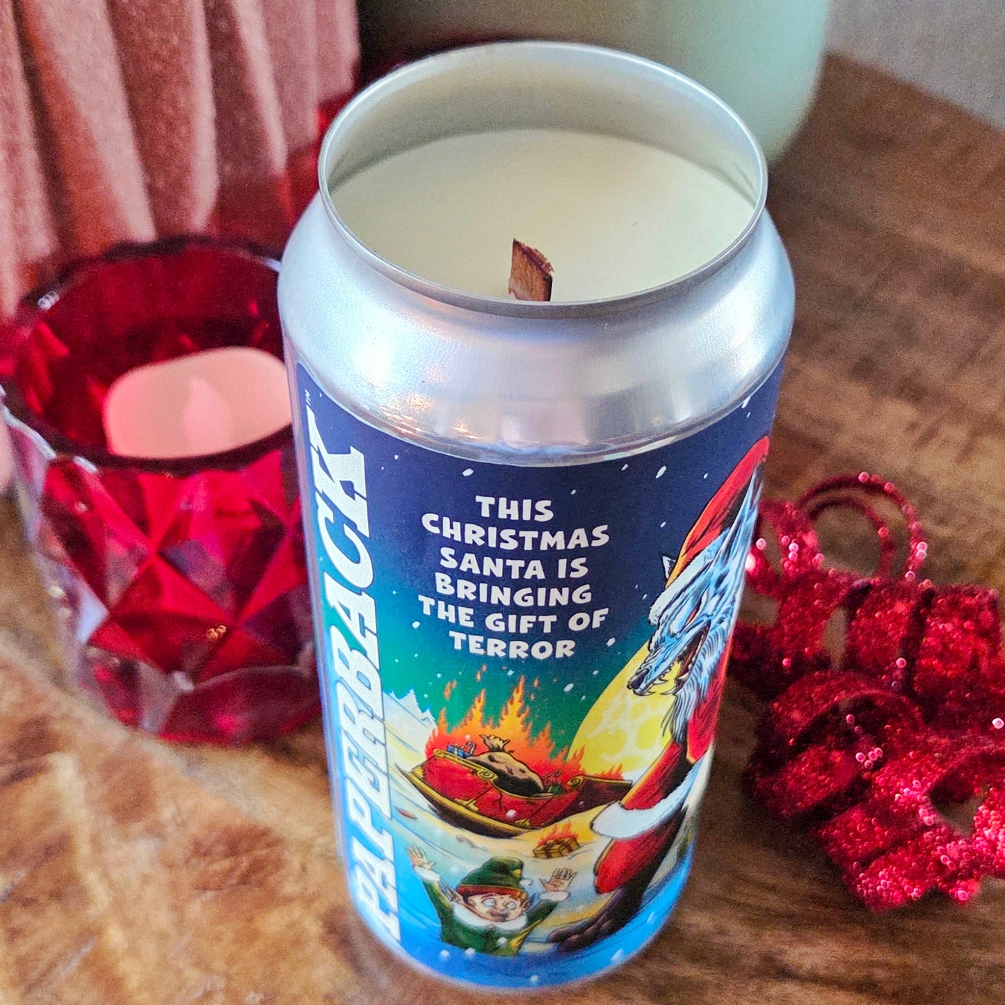 Werewolf Santa Beer Can Candle | Choose Your Scent