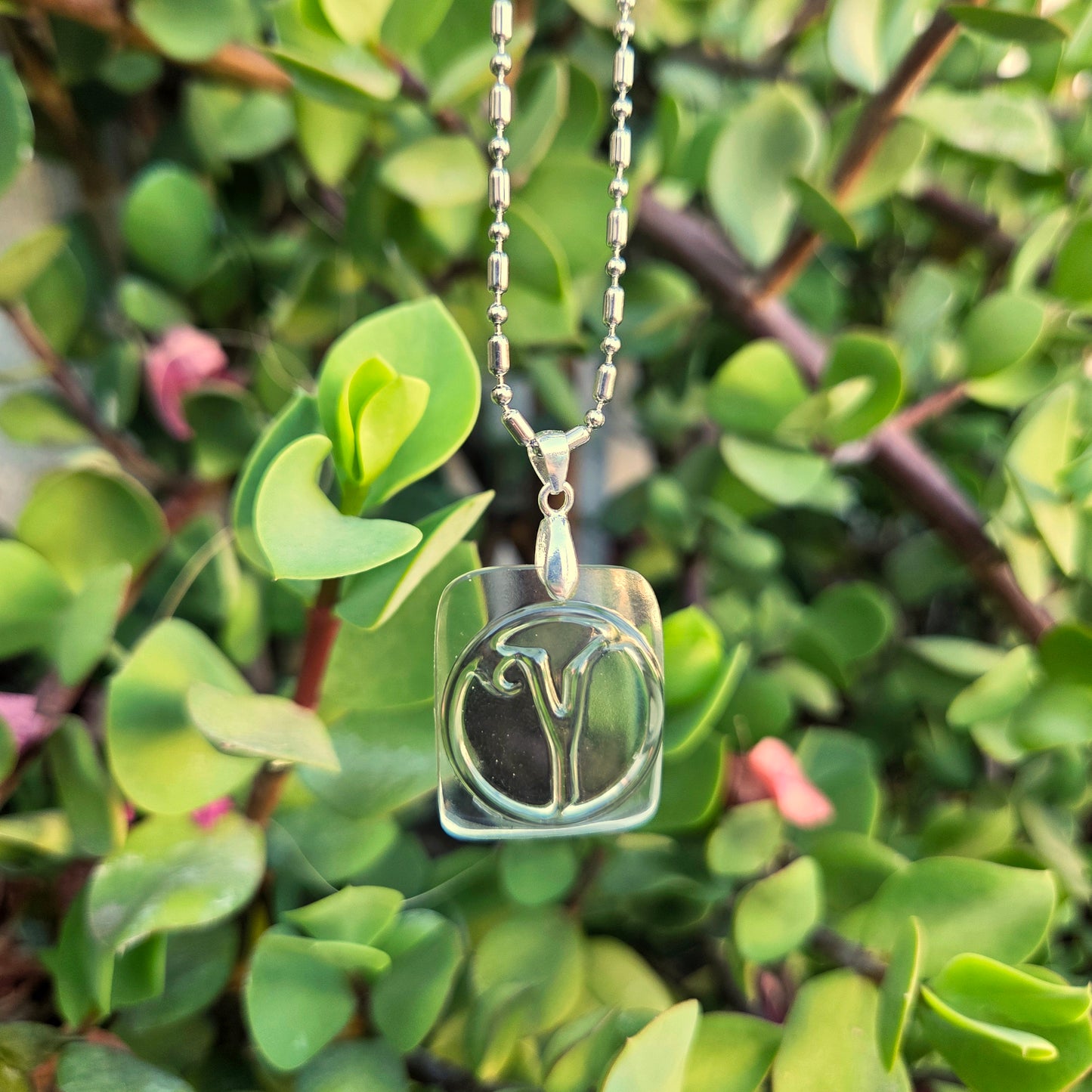 Aires/Y Initial Necklace | Reclaimed Glass Bottle Jewelry