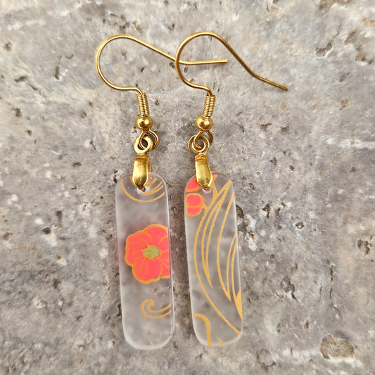 Abstract Floral Glass Earrings | Reclaimed Wine Bottles