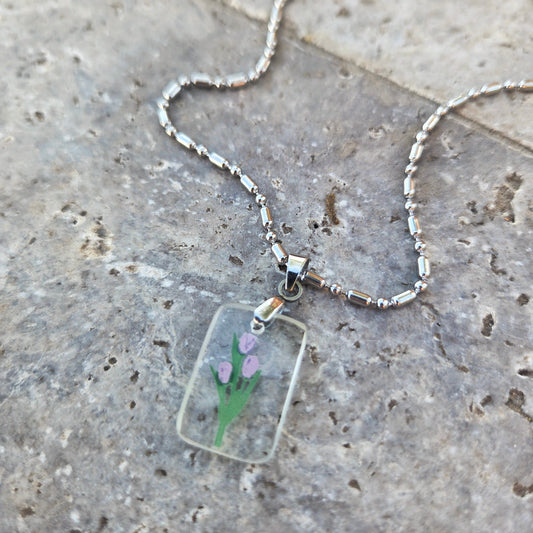 Tulip Glass Necklace | Reclaimed Milk Bottle Jewelry | Choose Your Chain
