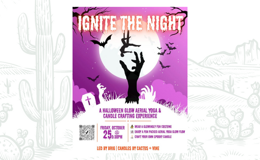 Ignite the Night: Glow in the Dark Aerial Yoga and Candle Crafting Event at Elevate Yoga AZ