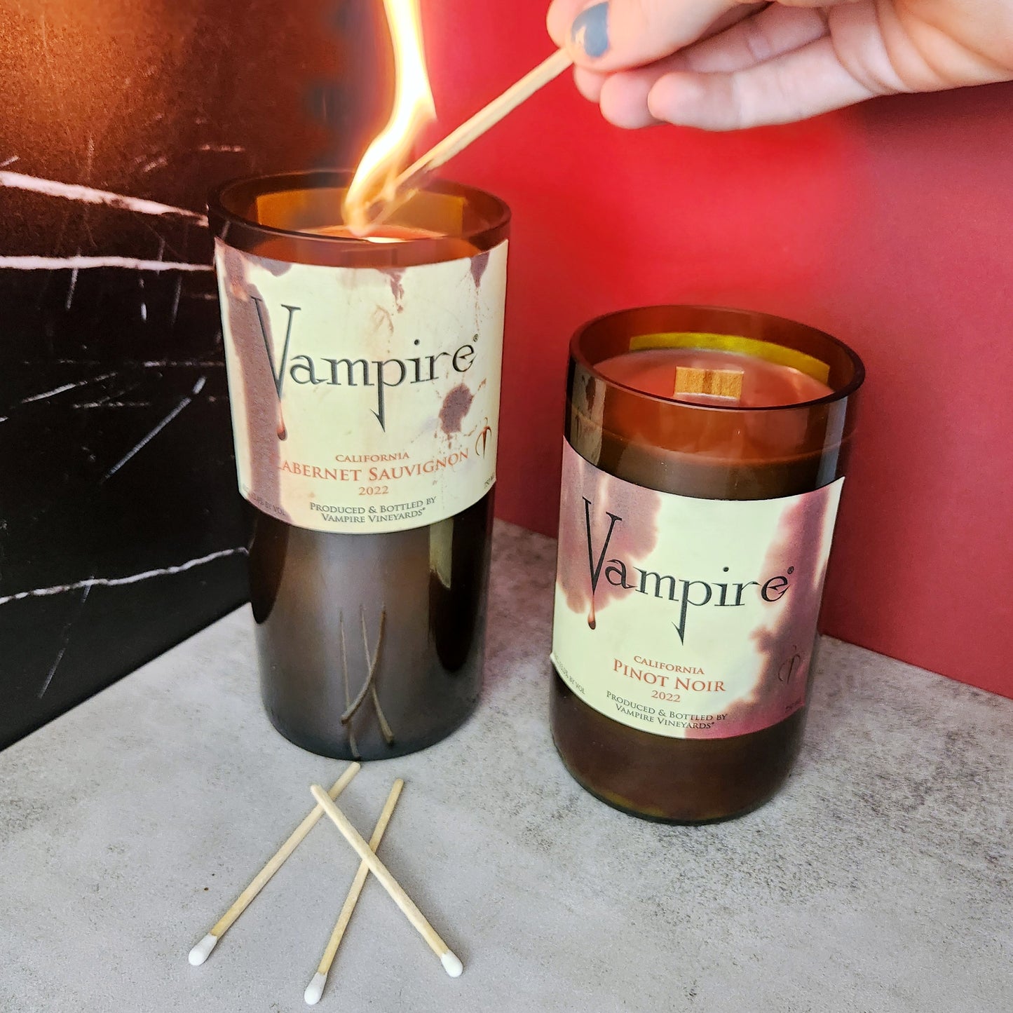 House Red | Gothic Vampire Halloween Wine Bottle Candles