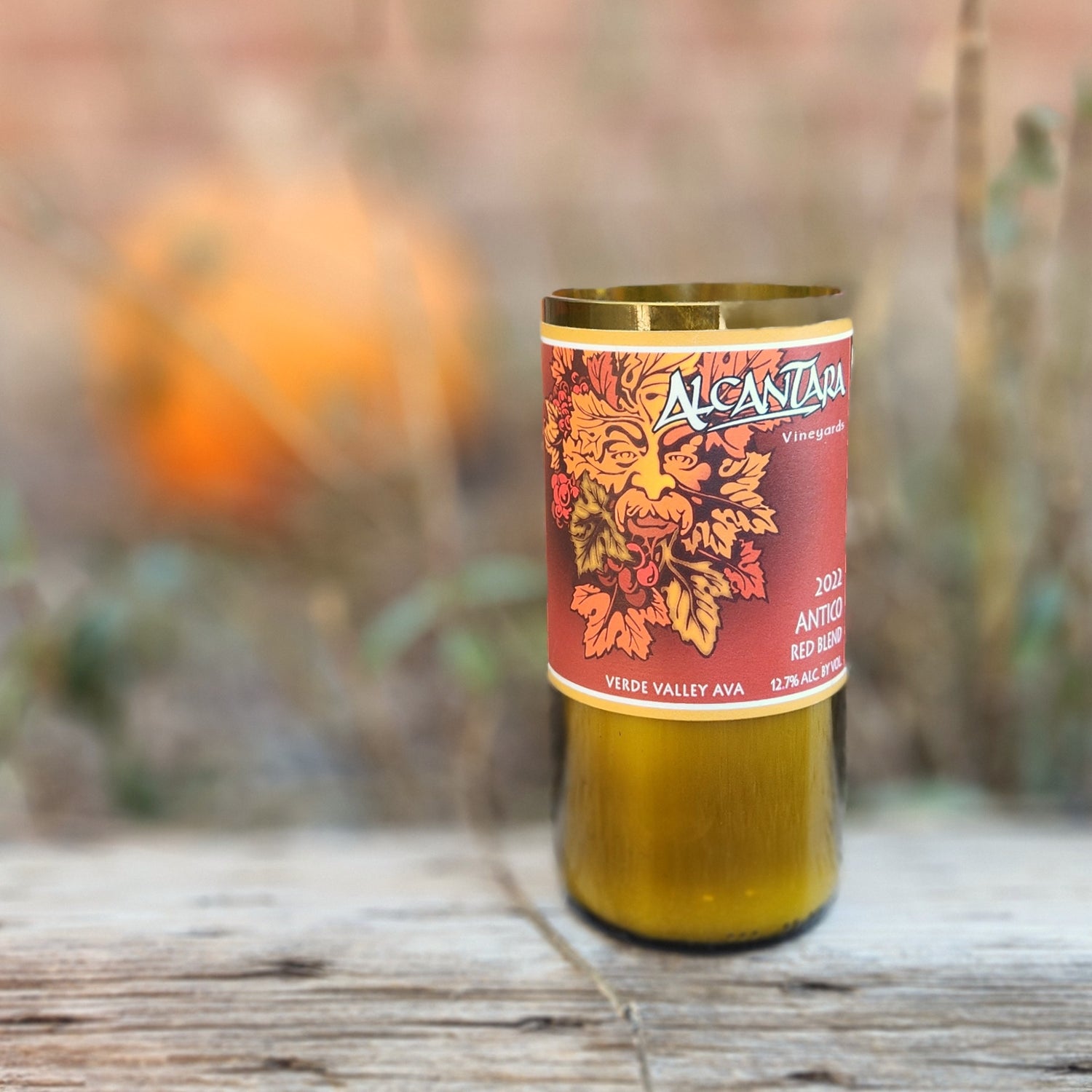 Embrace autumn vibes with this hand-poured candle in a recycled Alcantara Vineyards wine bottle. Featuring the vibrant Antico Red Blend label with a rustic grapevine design, it’s a perfect centerpiece for the fall season.