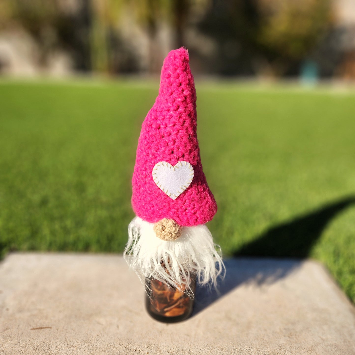 Valentine Gnome Wine Bottle Cover | Hand Crocheted