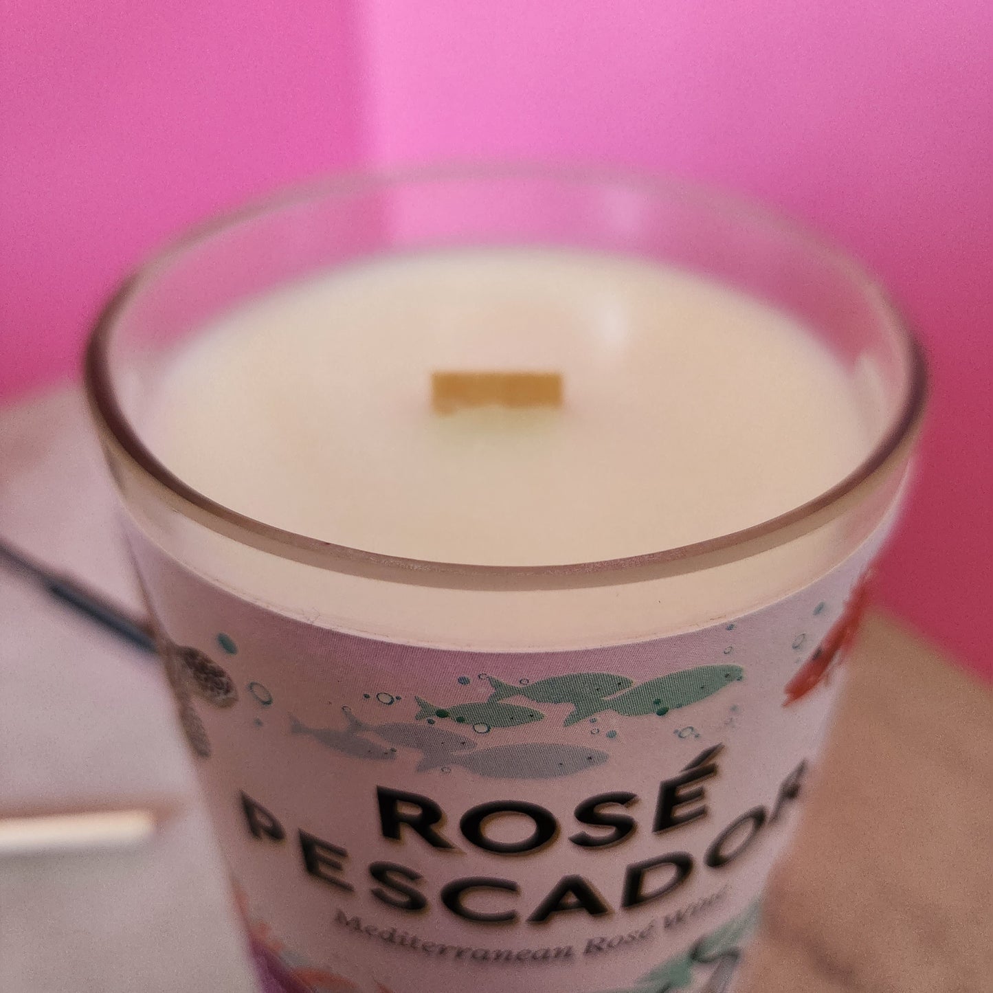 "Mimosa" Scented Candle in a Recycled "Rose' Pescador" Wine Bottle