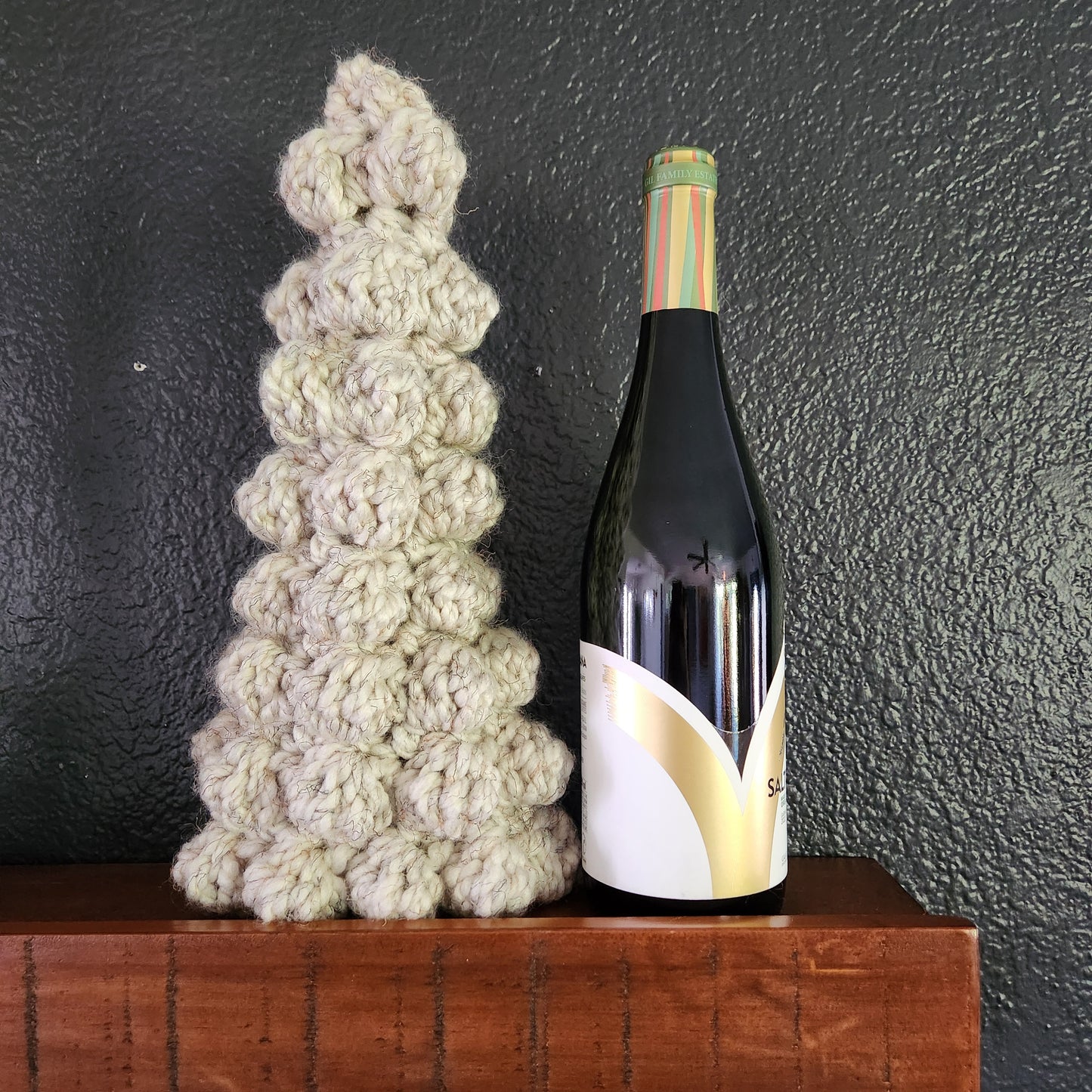 Christmas Tree Bottle Cover | Hand Crocheted | Festive & Reusable