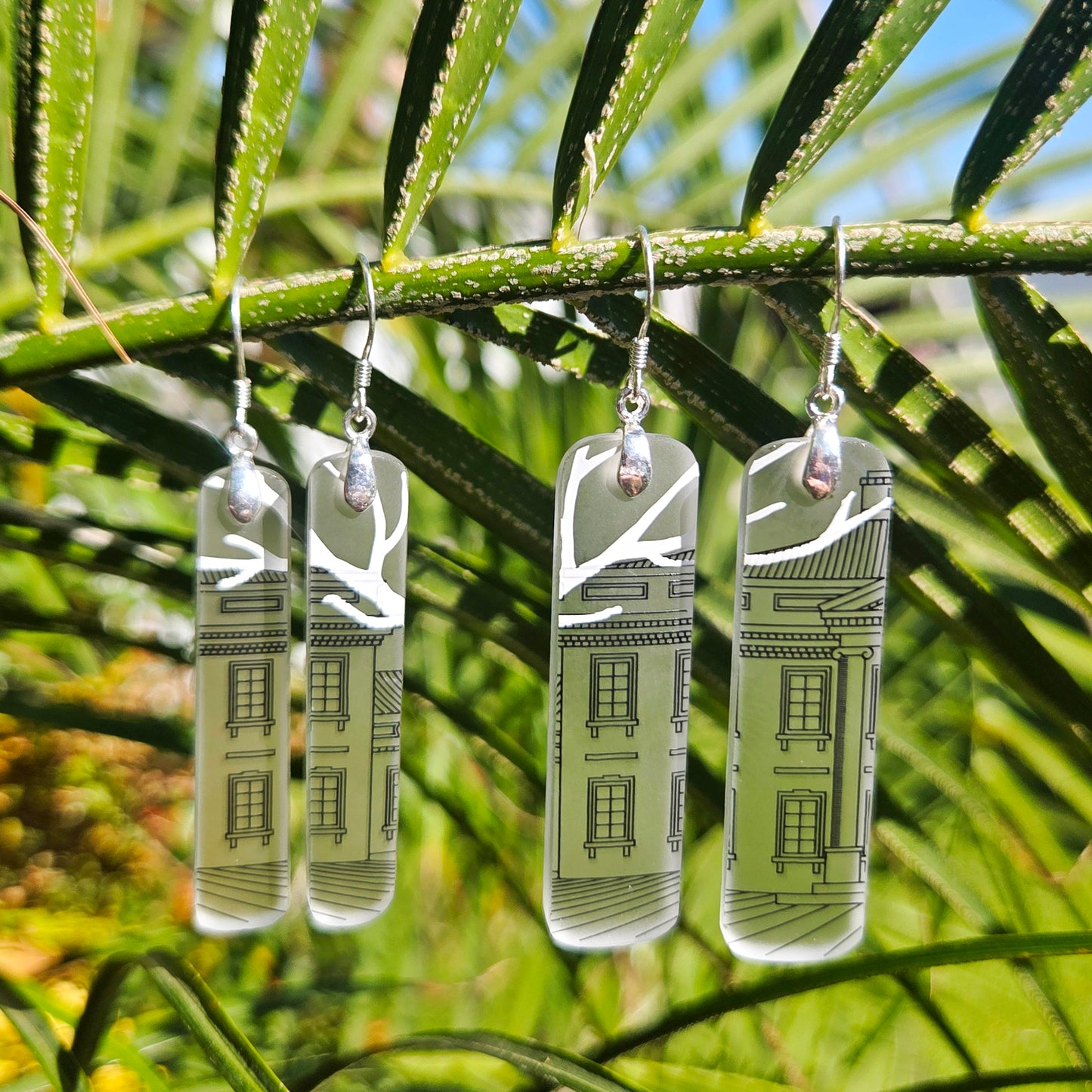 Vodka Bottle House Glass Earrings | Reclaimed Glass Jewelry