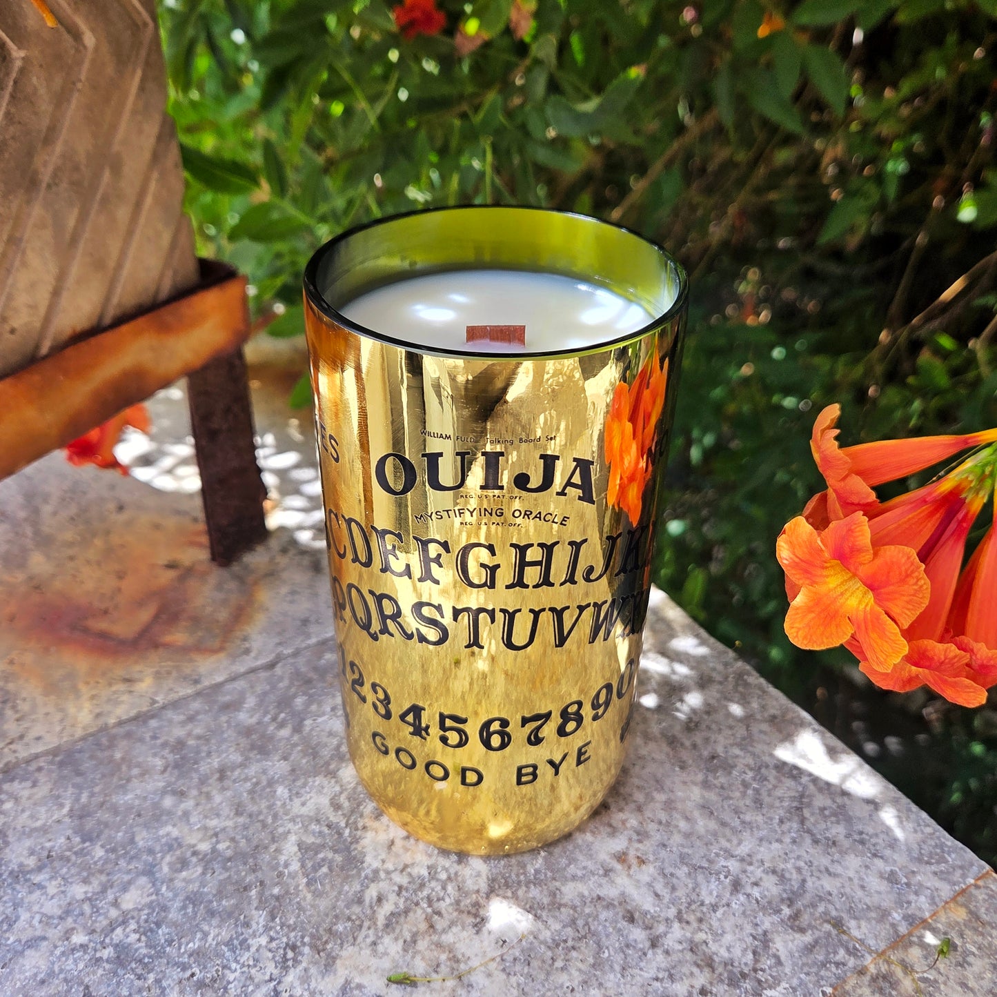 Ouija Candle & Board | Reclaimed Wine Bottle | Choose Your Scent
