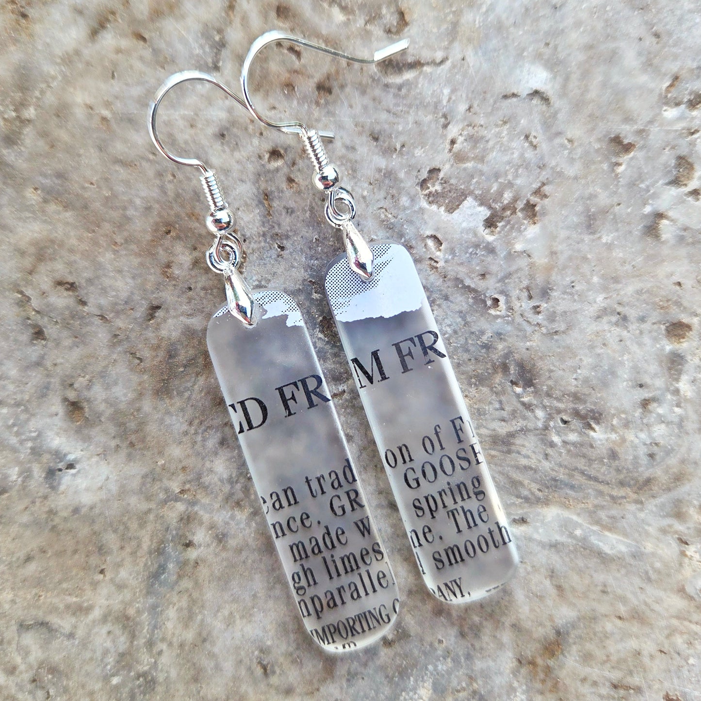 Vodka Text Bottle Glass Earrings | Reclaimed Glass Earrings