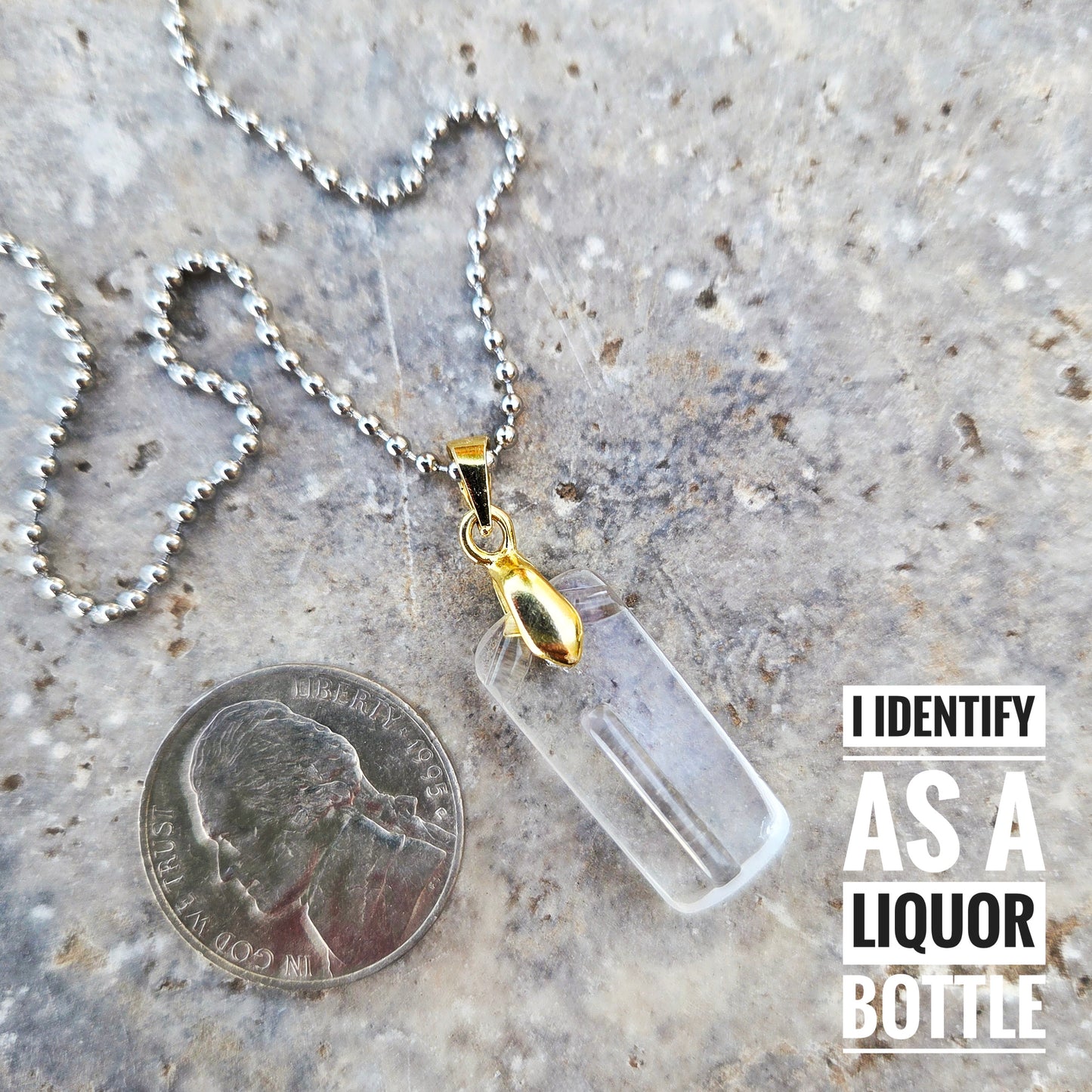 Letter I Necklace | Upcycled Liquor Bottle Glass Pendant