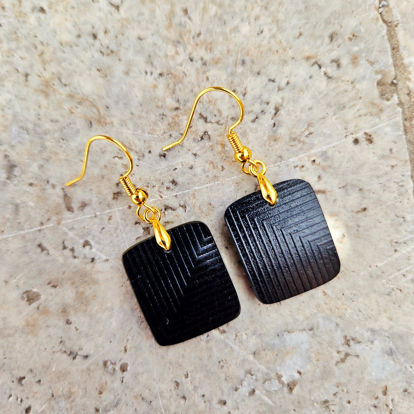 Black Geometric Glass Earrings | Reclaimed Wine Bottle Jewelry