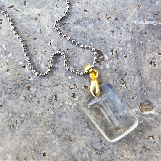 Letter T Necklace | Recycled Whiskey Bottle Glass Pendant