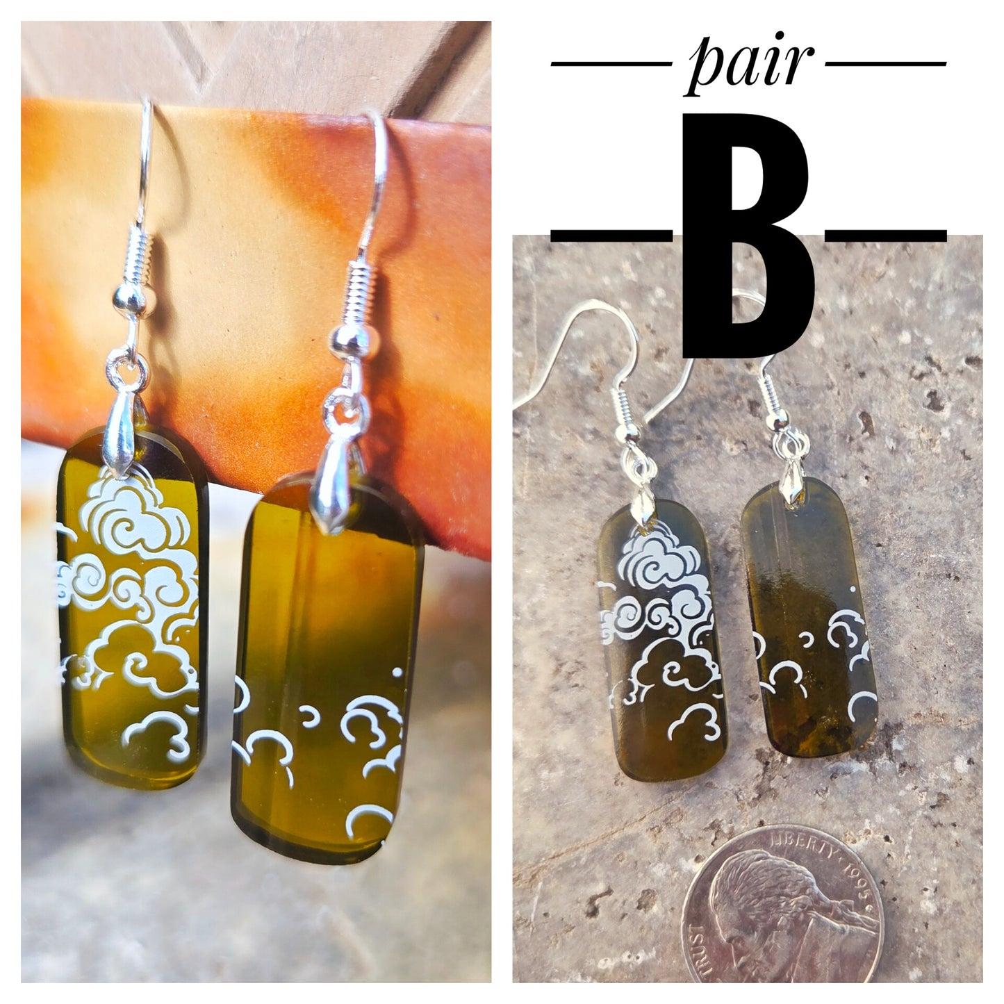 Cloud Wine Bottle Earrings | Reclaimed Glass Jewelry