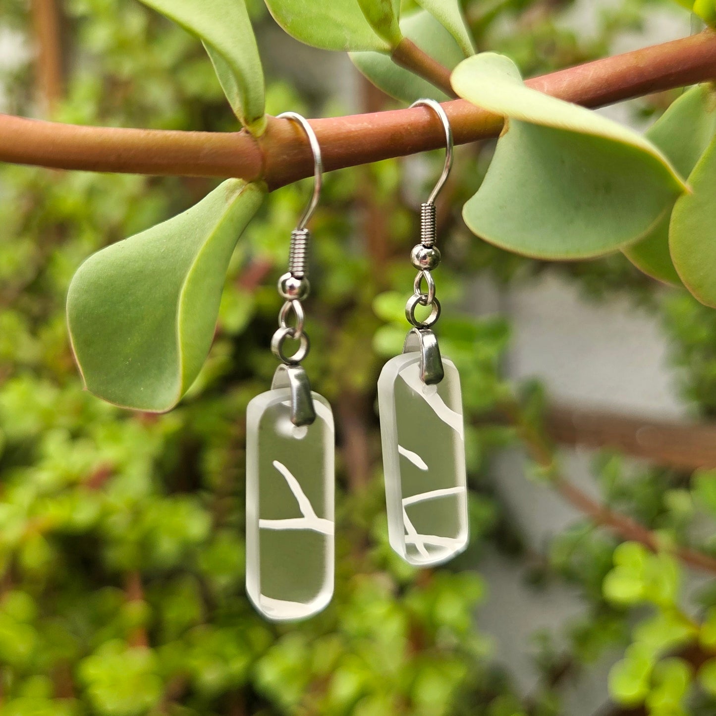 Small Vodka Bottle Tree Glass Earrings | Reclaimed Glass Earrings