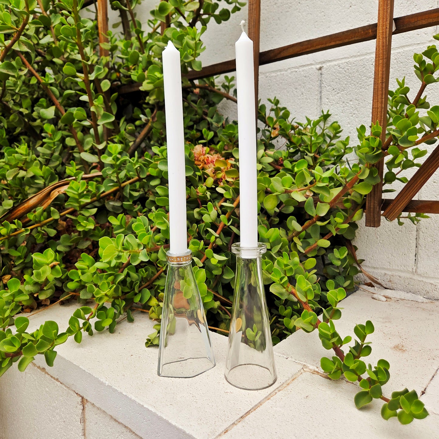 Glass Candlestick Holder | Share Truth | Tequila Bottle