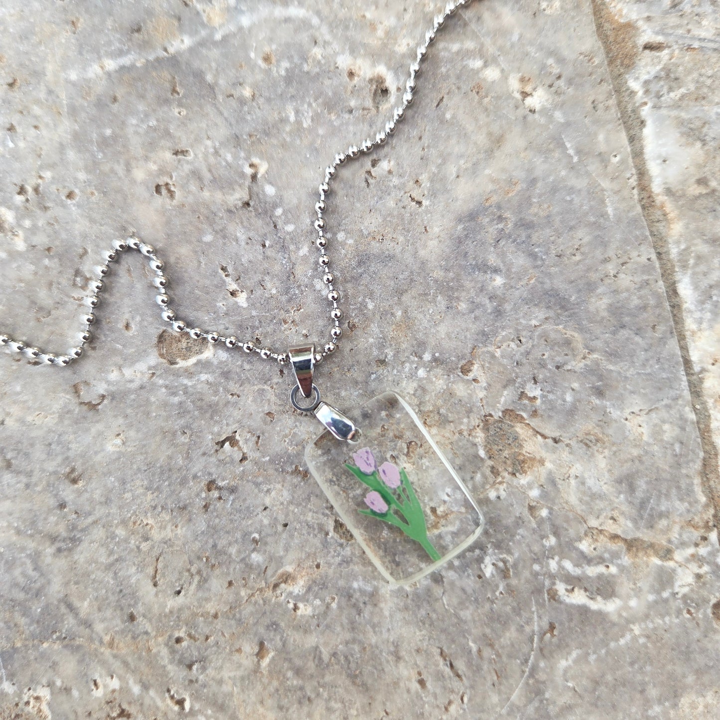 Recycled Milk Bottle Glass Necklace | Tulip Bouquet